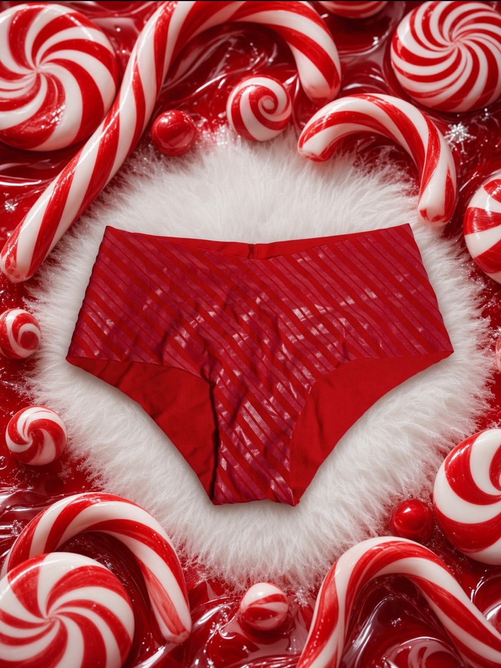 Victoria’s Secret Christmas Peppermint & Candy Canes Panty